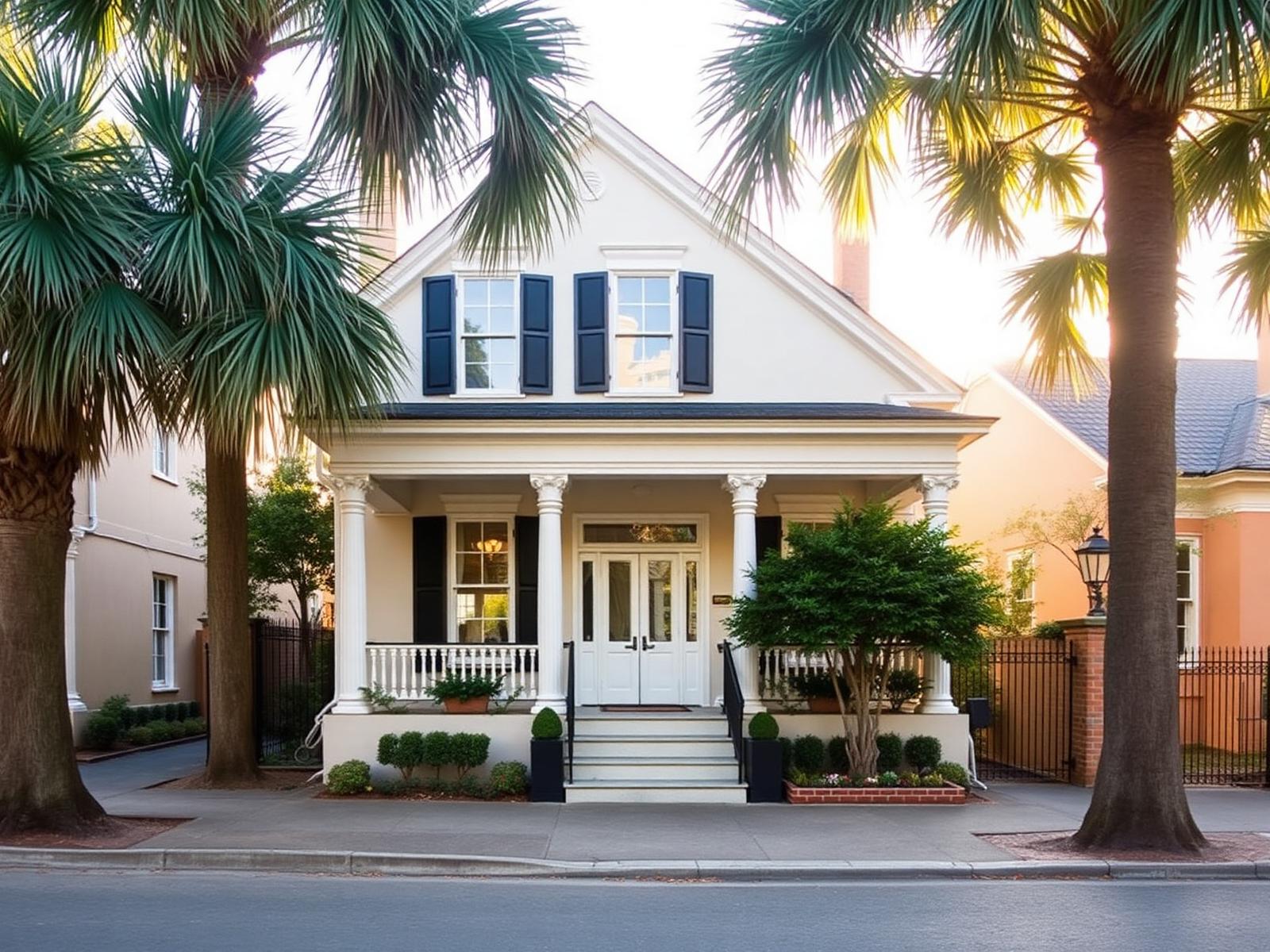 Historic Charleston single house with piazza